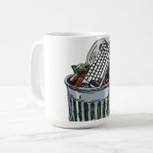 Tastatur auf Abfallbehälter Kaffeetasse (Vorderseite Links)