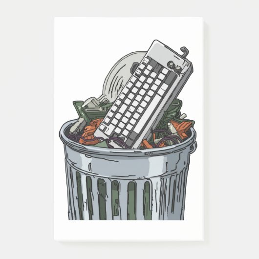 Tastatur auf Abfallbehälter Post-it Klebezettel (Vorderseite)