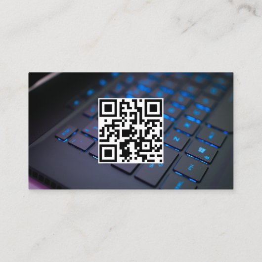 Tastatur Computerprogrammierer QR-Code blau Visitenkarte (Rückseite)