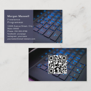 Tastatur Computerprogrammierer QR-Code blau  Visitenkarte