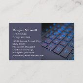 Tastatur Computerprogrammierer QR-Code blau  Visitenkarte (Vorderseite)