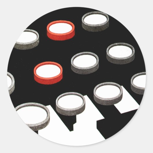 Tastatur für Vintage Schreibmaschinen Runder Aufkleber (Vorderseite)