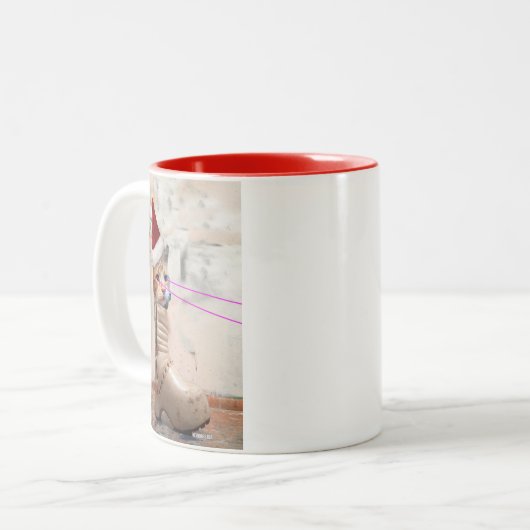 Tastatur-Katze SANKT in der SCHUH-Tasse Zweifarbige Tasse (Vorderseite Links)