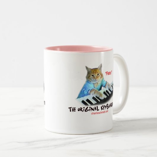 Tastatur-Katzen-Vorlagen-Tasse Zweifarbige Tasse (VorderseiteRechts)