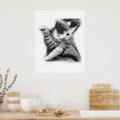 Tastatur-Katzenstift Zeichnend Plakat (Küche)