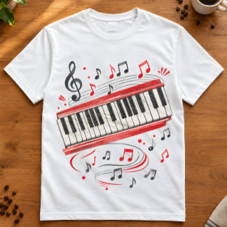 Tastatur Klavier Kunst "Tastatur Noten" Musiker T-Shirt