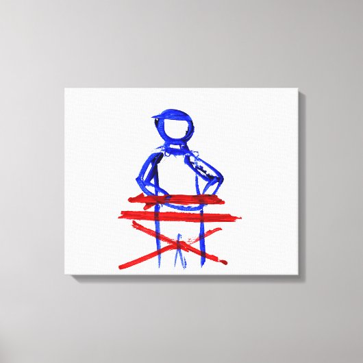 Tastatur-Player-Stick Kontur rot blau Ausschnitt Leinwanddruck (Vorderseite)
