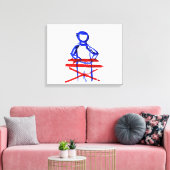 Tastatur-Player-Stick Kontur rot blau Ausschnitt Leinwanddruck (Insitu (Wohnzimmer))