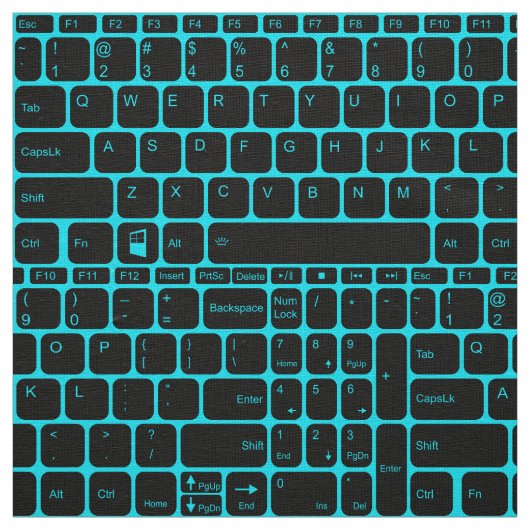 Tastatur, Rückseite blau Stoff (Muster)