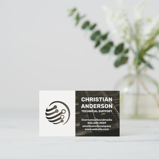 Tastatur | Tech Circuit Globe Visitenkarte (Stehend Vorderseite)