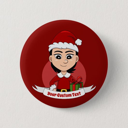 Taste für Weihnachtsmädchen-Cartoon Button (Vorderseite)