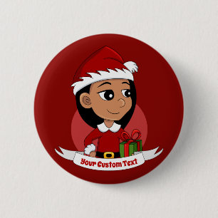 Taste für Weihnachtsmädchen-Cartoon Button