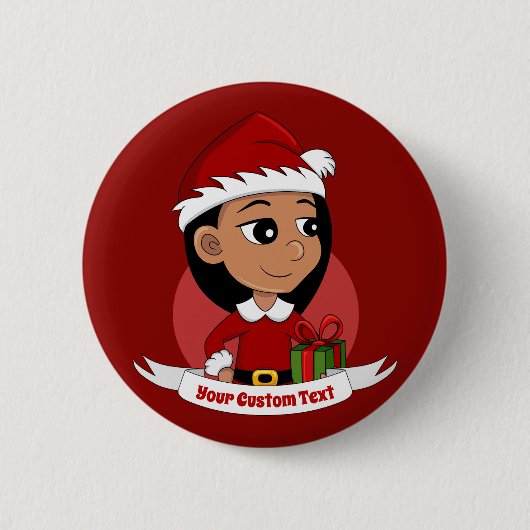 Taste für Weihnachtsmädchen-Cartoon Button (Vorderseite)