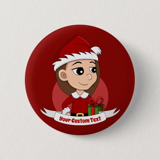Taste für Weihnachtsmädchen-Cartoon Button (Vorderseite)