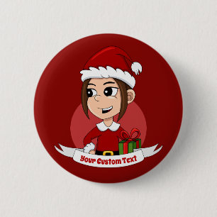 Taste für Weihnachtsmädchen-Cartoon Button