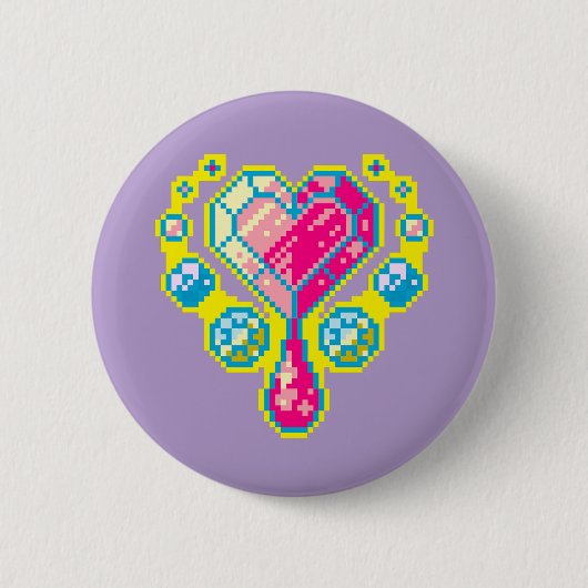 Taste "Herzgem Pixel Art" Button (Vorderseite)