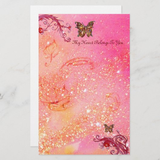 TASTE IN GLITZERN 2, rosa Briefpapier (Vorne/Hinten)