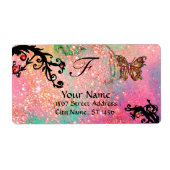 TASTE IN GLITZERN, rosa grüne schwarze Wirbel (Vorne)