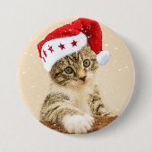 Taste "Kitty in Weihnachtsmannmütze" Button (Vorderseite)