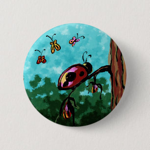 Taste, Marienkäfer auf einem Zweig Malerei Button