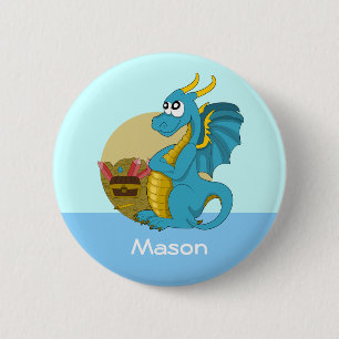 Taste mit Drachen-Cartoon Button
