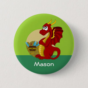 Taste mit Drachen-Cartoon Button