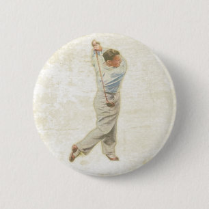 Taste mit Vintage-Golfspieler Button