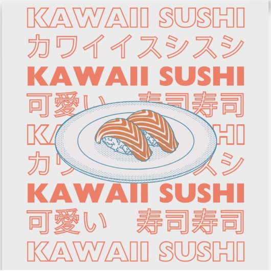 Taste of Japan Text & Sushi Aufkleber (Vorderseite)