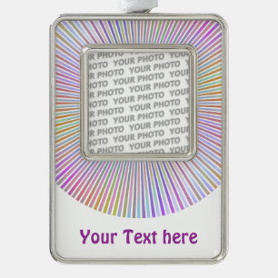 TASTE ROUND RAYS - mehrfarbig + Ihr Foto & Text Rahmen-Ornament Silber