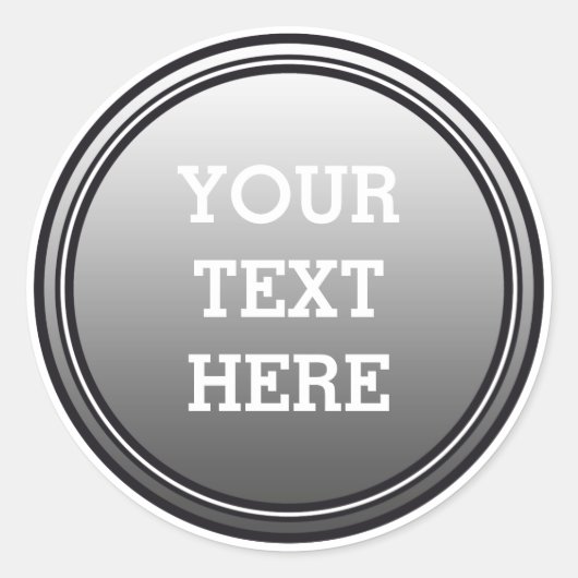 TASTE RUNDE grau & schwarz + Ihr Text Runder Aufkleber (Vorderseite)