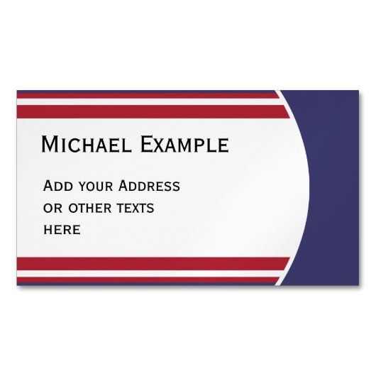 TASTE RUNDE Streifen blau rot weiß + Ihr Text Magnetische Visitenkarte (Vorderseite)