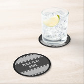 TASTE RUNDE Streifen grau + Text Runder Pappuntersetzer (Vor Ort)