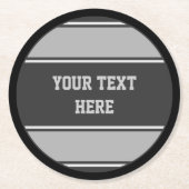 TASTE RUNDE Streifen grau + Text Runder Pappuntersetzer (Vorderseite)