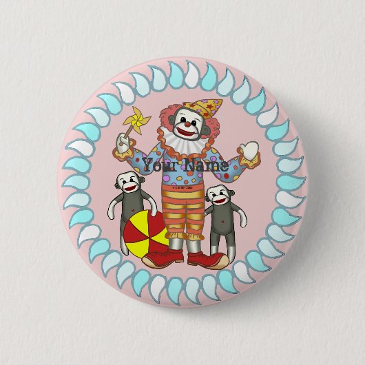 Taste Sock Monkey Clown Button (Vorderseite)