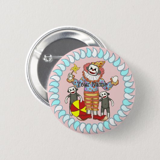 Taste Sock Monkey Clown Button (Vorne & Hinten)