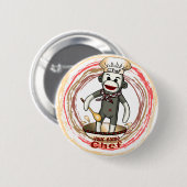 Taste Sock Monkey Koch Button (Vorne & Hinten)