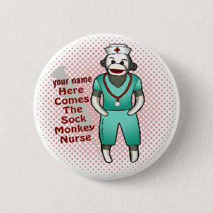 Taste Sock Monkey Nurse Button