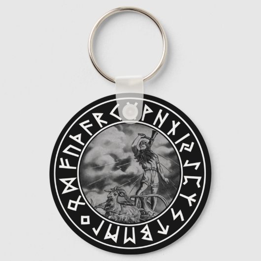 Taste Thor Rune-Schild auf Blk Schlüsselanhänger (Vorderseite)