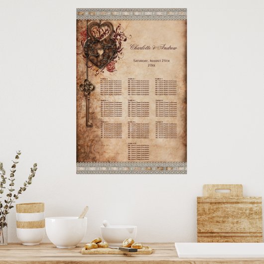 Taste und Taste Hochzeit 10 Tabelle Seating Chart Poster (Küche)