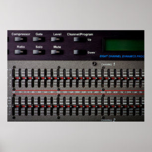 Tasten auf einem Tonmischer im Aufnahmestudio. Poster