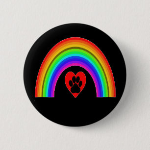 Tasten Regenbogenherz mit Pfoten unter einem Regen Button
