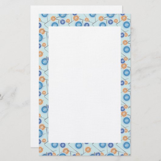 Tasten und Nähnadeln Briefpapier (Vorne/Hinten)