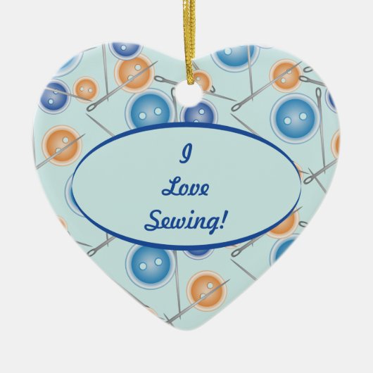 Tasten und Nähnadeln Keramikornament (Vorne)