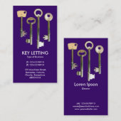 Tasten - Weiß auf Lila Visitenkarte (Vorne/Hinten)