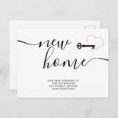 Tastenblende Rosa Minimaler Neuer Zuhause-Herzbewe Ankündigungspostkarte (Vorne/Hinten)