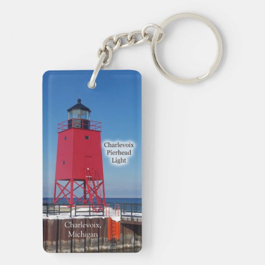 Tastenkette Charlevoix Pierhead Light Schlüsselanhänger (Rückseite)