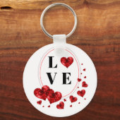 Tastenkette für die Liebe "Rote Herzen" Schlüsselanhänger (Vorderseite)