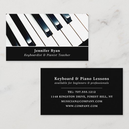 Tastenkombinationen, Beruflicher Keyboarder, Piani Visitenkarte (Vorne/Hinten)