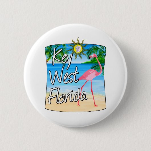 Tastenkombinationen von West Rosa Flamingo Florida Button (Vorderseite)