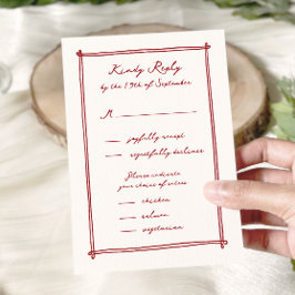 Tastenkürzel-Menü Option Wedding rsvp Karte